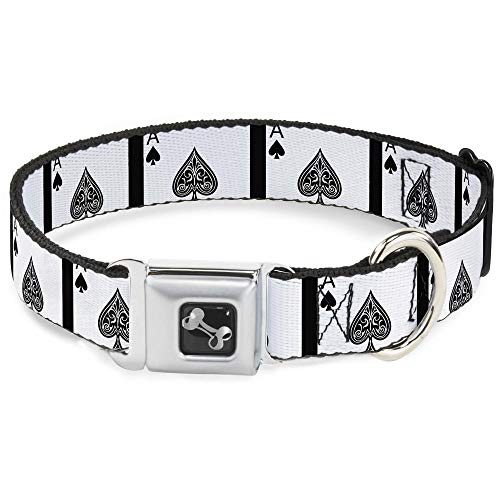 Buckle-Down vlammende hond kraag bot, 1" Wide Fits 15-26" Neck Large, Ace of Spades