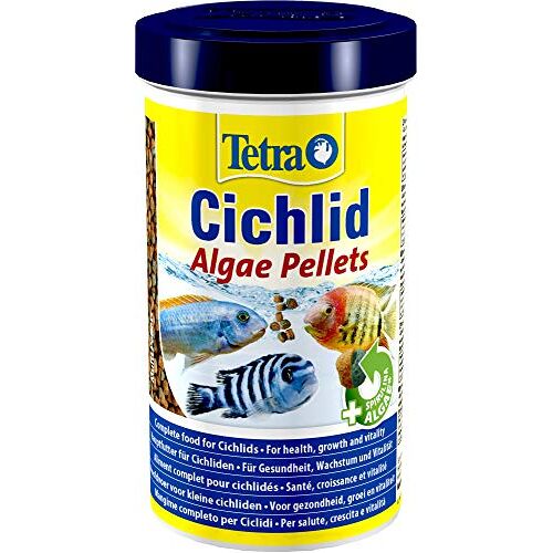 Tetra Cichlid Algae Pellets visvoer met Spirulina algen voor de bijzondere voedingsbehoeften van alle en planten etende Cichliden, 500 ml blik