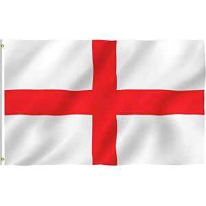SHATCHI Grote 5 x 3FT (150x90Cm) Engeland Vlag St George's Cross Rood Wit Engels Nationale Vlag Polyester Stof Messing Oogjes voor Voetbal World Cup Rugby Supporter