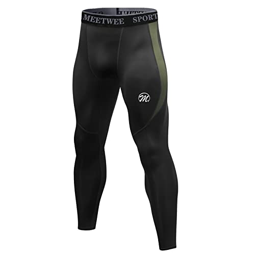 MEETWEE Compressiebroek voor heren, sportlegging, lange hardloopbroek, ademend, functionele onderbroek, legging, onderbroek, zwart 1, L