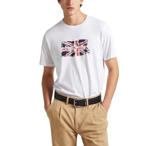 Pepe Jeans Heren Clag T-shirt, Wit (Wit), L, Wit (wit), L
