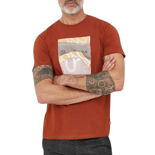Pepe Jeans Kenelm T-shirt voor heren, Bruin (beeldhouwkunst), XXL