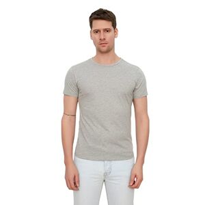 TMNSS19BO0001 Trendyol Men's Gray Basic Heren Slim Fit 100% Katoen Short Sleeve Bike T-Shirt, L