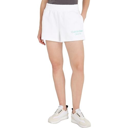 Calvin Gestapelde institutionele shorts voor dames, Helder Wit, XL