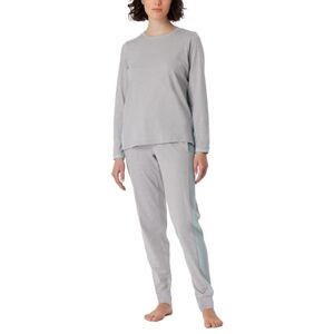 Schiesser Damespyjama lang katoen-Nightwear pyjama-set, donkergrijs-mel_181242, 44, Donkergrijs gemêleerd._181242, 44