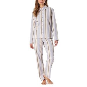 Schiesser Dames pyjama lang flanel 100% katoen doorgeknoopte winter pyjamaset, lila, 40, Flieder, 40