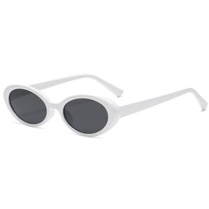 HCHES Vintage zonnebril met klein frame, herenzonnebril, mannelijke tinten, ovale spiegel, zwart, retro, wit, grijs, één maat