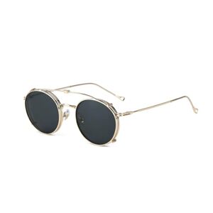 kachawoo Flip-up glazen met gepolariseerde zonnebril, lens clip-on zonnebrillen voor mannen vrouwen groen roze blauw multifunctioneel frame, goud met zwart, M