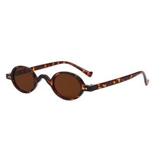 MUTYNE Vintage kleine ovale zonnebril dames mode klinknagels brillen frame bril, Leopard Tea, één maat