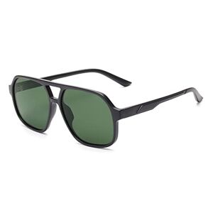 GLINDAR Gepolariseerde Aviator zonnebril voor mannen vrouwen, retro oversized vierkante tinten, zwart/groen, Mat zwart frame/gepolariseerde groene lens