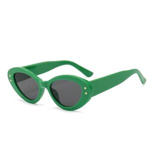 HPIRME Ovale zonnebril Dames Retro Shades Eyewear Cat Eye zonnebril, groen zwart, één maat