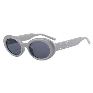 TICHEROMU Goggles Ovale Retro Vintage Zonnebril, Stijlvolle Kleine Ovale Frame Ronde Zonnebril voor Vrouwen Mannen Retro Ronde Bril UV400, Grijs, Large