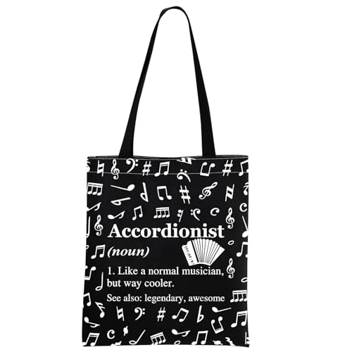 Generic Accordeonist Gift Accordeonist Waardering Gift Accordeon Lover Gift Accordeonist Tote Bag voor Accordeon Speler, A-ccordi Zwarte Tote