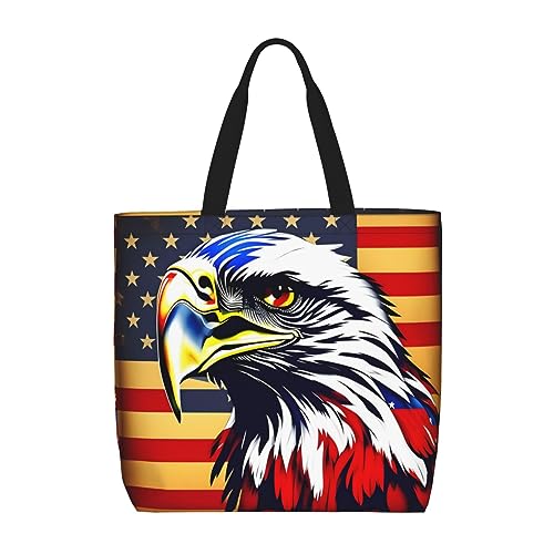 NEZIH Amerikaanse Vlag Fly Eagle 1 Print Tote Bag Casual Schoudertas Handtas Herbruikbare Winkelen Reistas Geschenken Voor Vrouwen, Amerikaanse Vlag Fire Eagle, One Size