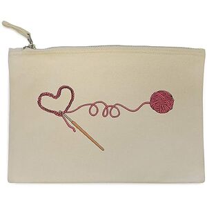 Azeeda 'Gehaakt hart' Canvas Handtas/Accessoire Koffer (CL00033168)