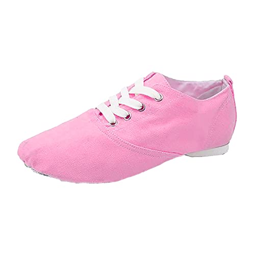 YANFJHV Canvas dansschoenen voor kinderen, trainingsschoenen met zachte zolen, balletschoenen, sandalen, dansschoenen, overgangsschoenen voor dames, roze, 33 EU