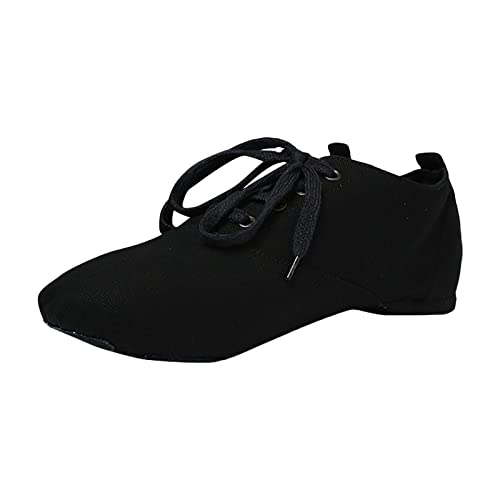 YANFJHV Canvas dansschoenen voor kinderen, trainingsschoenen met zachte zolen, balletschoenen, sandalen, dansschoenen, overgangsschoenen voor dames, zwart, 28.5 EU