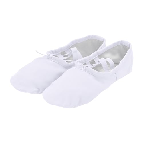 Generic Dansschoenen voor kinderen, trainingsschoenen voor dames, met zachte zool, voor volwassenen, etnische balletschoenen, yoga-schoenen, overgangsschoenen voor dames, wit, 35 EU