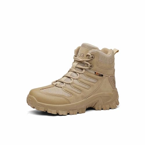 Yytcsjz Hoge tactische gevechtslaarzen, ademende antislip heren-gevechtswerkschoenen voor buiten, lichtgewicht militaire wandelschoenen, voor militaire gevechtswoestijnlaarzen (Color : Brown, Size : 45 EU)