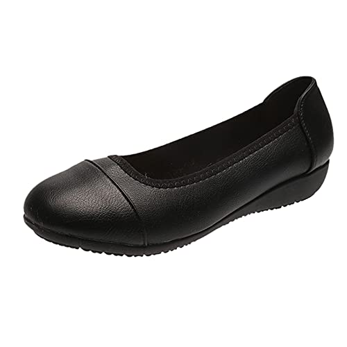 VBEDKDEB Platte schoenen voor dames, gezondheidsschoenen met laag niveau, zwarte ballerina, mocassins voor dames, X3, zwart, 39 EU