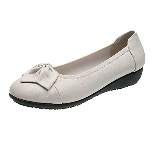 VBEDKDEB Platte schoenen voor dames, gezondheidsschoenen met laag niveau, zwarte ballerina, mocassins voor dames, X5 wit, 38 EU