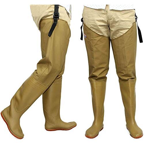 HWBZSZY Stellaarzen voor buiten, vissersbroeken, waadlaarzen van PVC/nylon rubber, ademende bootschoenen, zachte antislip waadbroek voor visvijvers,Beige,35 EU