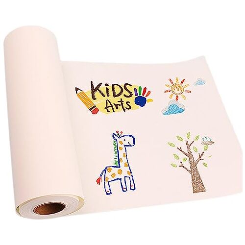 PALUDO Witte Tekenpapier Rol, 22.5cm x 20M Wit Papierrol Schilderpapierrol Kinderen, Schetspapier Schetsrol voor Kinderen Ezel Papier Muurkunst Schetsen Knutselen Tekenen Cadeaupapier