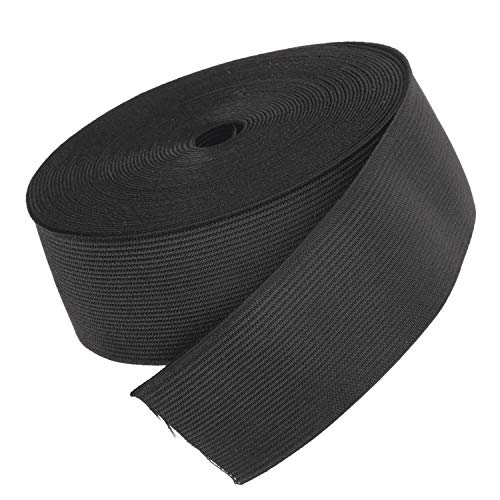 The Bead Shop Platte elastische band, elastische band om te naaien, riemen, naaiwerk, pruiken, 6 meter (zwart, 38 mm)