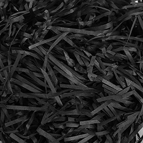 STRBOXONG Versnipperd tissuepapier 200gram Raffia gras voor belemmeringen, black shredded tissue paper for geschenkdoos vulpapier, mand gras, feestbenodigdheden, DIY verpakking accessoires(Zwart)