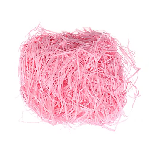 STRBOXONG Versnipperd tissuepapier 200gram Raffia gras voor belemmeringen, pink shredded tissue paper for geschenkdoos vulpapier, mand gras, feestbenodigdheden, DIY verpakking accessoires (Roze)