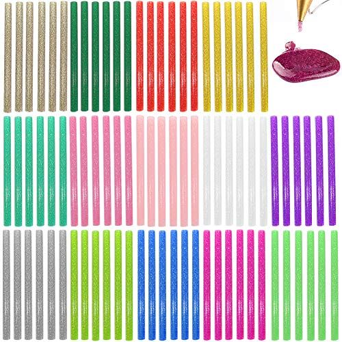 suo long Glitter lijm sticks 84 Pack Glittery Lijm Sticks voor Lijmpistool Hot Melt Lijm Sticks 7mm 14 Kleuren Glittery Sticks voor Kids