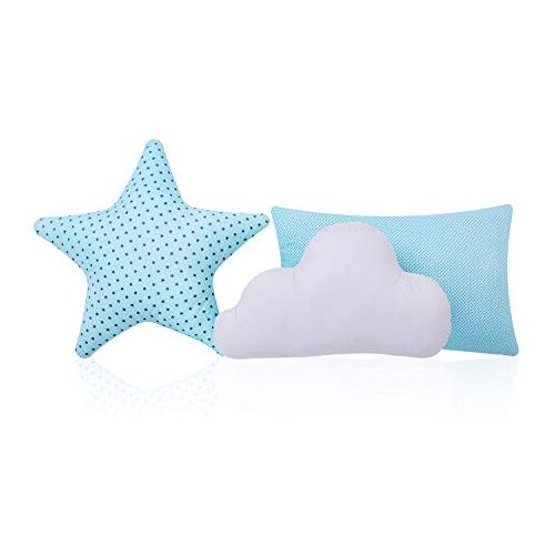 Amilian Set van 3 decoratieve kussens voor de woonkamer met sterren, wolk, sierkussen, sterkussen, babysierkussen met vulling voor slaapkamer, jongens, decoratie, kinderkamer, meisjes, knuffelkussen voor kinderen