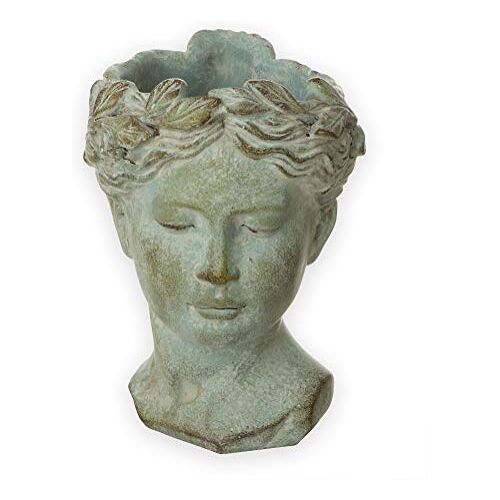 Exner Bust antieke look ca. 22x16 cm plantenbak mat grijs voor planten & bloemen antieke decoratie robuuste keramiek bloempot vintage deco