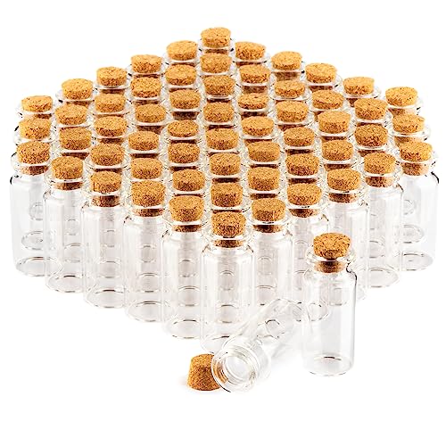 com-four ® 60x kruidenpotjes 10ml met kurk, set mini glazen flesjes, cadeauglazen set, opslag van oliën, specerijen, kruiden of thee (060 stuks)