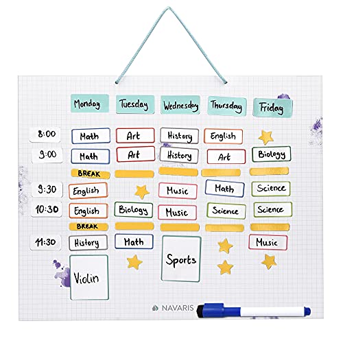 Navaris magnetische weekplanner 40 x 32 cm Inclusief 115 stickers en stift Uitwisbare familieplanner Magneetbord Wit