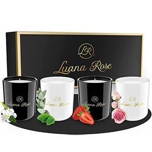 Luana Rose geurkaarsen cadeauset 100% sojawas kaarsen [set van 4] Aromakaarsen in glas Natuurlijke sojawas geurkaarsen Kaarsen cadeauset voor aromatherapie