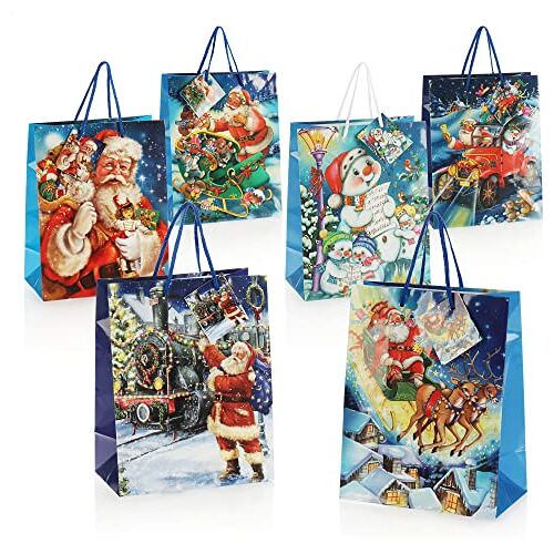 com-four ® 6x cadeauzakjes voor Kerstmis, Sinterklaas en Advent M cadeauzakje met kerstmotief cadeauzakje