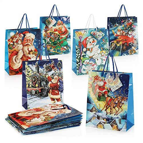 com-four ® 12x cadeauzakjes voor Kerstmis, Sinterklaas en Advent M cadeauzakje met kerstmotief cadeauzakje