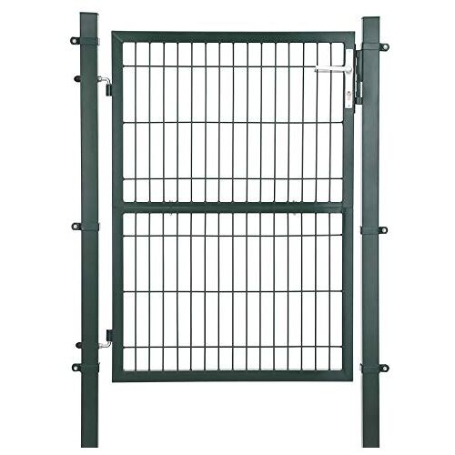 SONGMICS Tuinpoort van verzinkt staal, tuindeur, tuinpoort, tuinpoort, tuinpoort, met slot, deurklink en sleutel, 106 x 125 cm (l x h), groen GGD175L