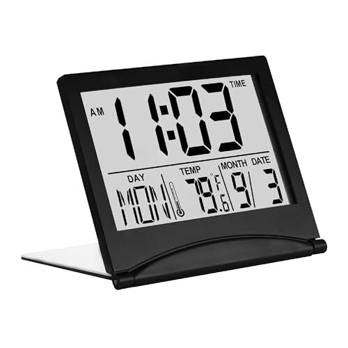 MMOBIEL Digitale Klok LCD Reiswekker Opvouwbaar – Bureau Klok Wekker Digitaal met Temperatuur en Datum Aanduiding Wekker Klok Digitaal – Kalenderklok – Digitale Wekker op Batterijen – Zwart