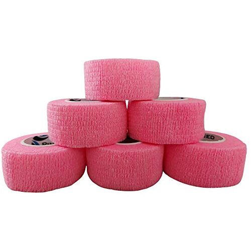 PintoMed 6 x Roze Samenhangend Verband Cohesive Bandage 6 rollen x 2,5 cm x 4,5 m Zelfklevende Flexibele Verbanden, EHBO, Sportverbandverbanden Pak van 6