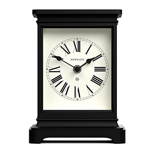 NEWGATE ® Time Lord Silent Sweep Mantel Clock No Tick Noise Traditionele Mantel Clock Woonkamerklok Kantoorklok Bureauklok Designerklok (Zwart)