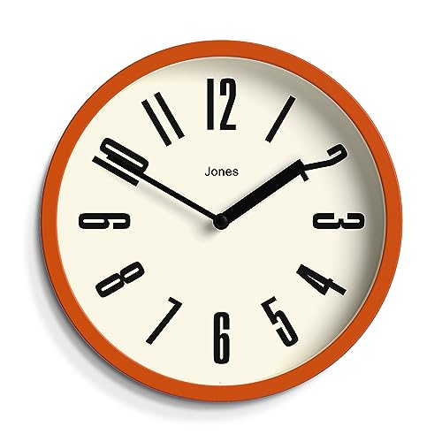 JONES CLOCKS ® Hot Tub-wandklok kleine ronde klok retro-wandklok bureauklok keukenklok woonkamerklok kleurrijke wandklok klok van 20 cm (Oranje)