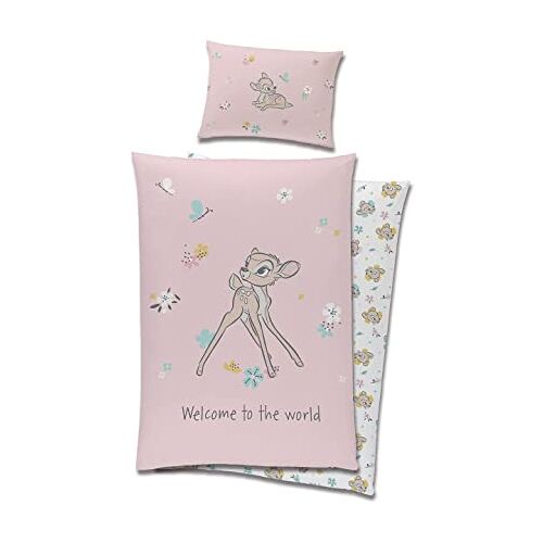 Carbotex Babybeddengoed, omkeerbaar beddengoed Disney Bambi 100x135 cm + 40x60 cm 100% katoen in roze