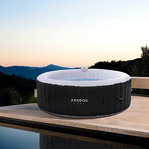 Arebos Jacuzzi Opblaasbaar Hottub voor Innen en Buiten Jacuzzi Opblaasbaar 6 Persoons 130 Luchtstralen 208 cm 1000L Opblaasbaar Bubbelbad Massage