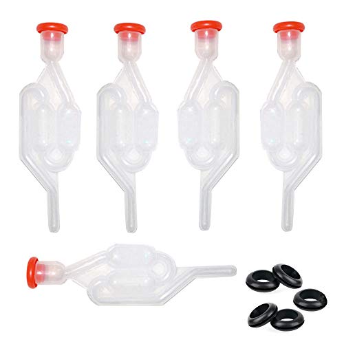 Aweisile Fermentatiebuisjes, 5 stuks, fermentatiebuisjes met fermentatiestop, 10 mm fermentatiebuisjes voor fermentatie, gisting, wijn, maken, gieten, kimchi, zuurkool enz