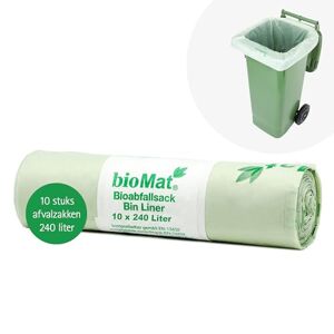 bioMat Composteerbare Afvalzakken van 240 liter, 10 Zakken voor Organisch Afval voor Biobak, Restafvalbak, Premium Kwaliteit, Klimaatneutraal, Made in Germany