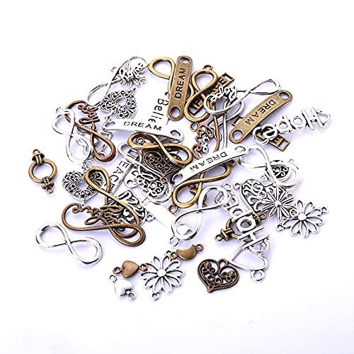 Zhenp 50 Stuks DIY Craft Metalen Zilveren Bedel, Sieraden Tibetaans Zilveren Bedels, Ambachtelijke Metalen Bedels Voor Diy-Ketting, Ambachtelijke Metalen Accessoires van Ketting/Armband