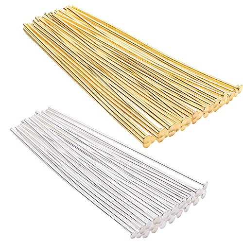 YHNMMNO 1200 Stuks Naalden Voor Oorbellen Sieraden Maken Head Pins Sieraden Maken Koppennen Sieraden Head Pins Platte Head Pins Sieraden Accessoire Voor Sieraden Maken Diy Accessoires(2 Kleuren, 3 Maten)