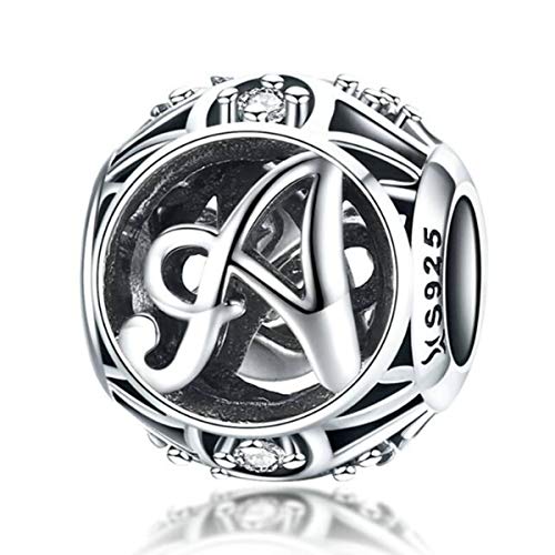 YASHUO Jewellery Verjaardag Charms Echt 925 Sterling Zilver Diy Initial A-Z Charm Alfabet Charms Brief Kralen voor Pandora Charms Armbanden (Letter A)